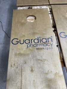 Guardian Pharmacy Michigan cornhole board